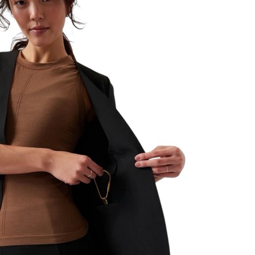 Athleta Black Avenue Stretch Fit Blazer Minimalist Sleek NWT Sz 12 Org $198 - Picture 9 of 10