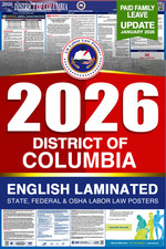 2026 Washington DC LABOR LAW POSTER Federal  State English Laminated