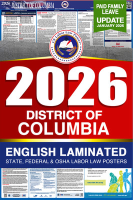 2026 Washington DC LABOR LAW POSTER (Federal & State) English Laminated