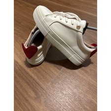 Betsey Johnson Jaxxon White Platform Sneakers Red Glitter Heart Womens 8M