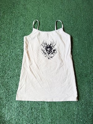 Vintage Y2K 2000s Cyber Grunge Emo Goth Cami Tank Top Cute Sz M Graphic Top