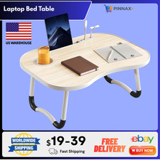 Portable Foldable Laptop Bed Table with Cup Holder  Slot, Lightweight Desk