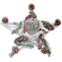 Tischdeko Stern, Weihnachtsdeko Adventskranz, Holz Mit Kerzenglas 40X40X12Cm