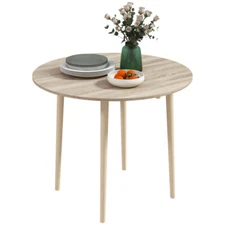 35"Round Folding Kitchen Table Collapsible Drop Leaf Table with Solid Wood Legs