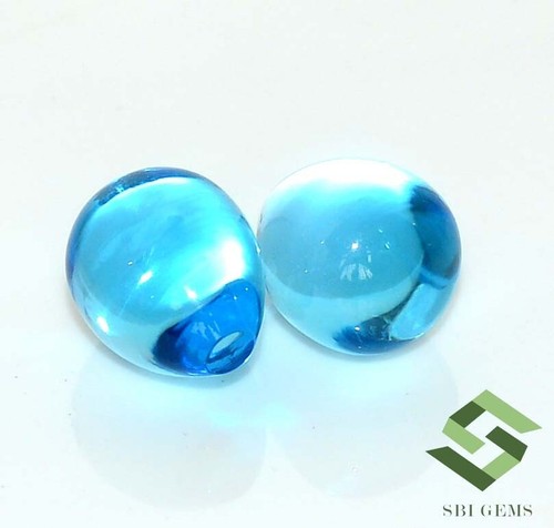 Par de lágrimas de topacio azul suizo natural 16x13 mm 49,73 CTS piedras preciosas sueltas - Imagen 6 de 7
