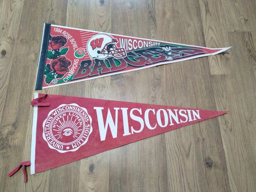VINTAGE Wisconsin Badgers 1994 Rose Bowl AND ALUMNI PENNANTS 2 IN LOT - 第 1/8 張圖片