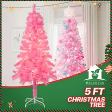 5 FT Pink Christmas Tree Artificial D��cor w/ Light LED Party Holiday In/Outdoor