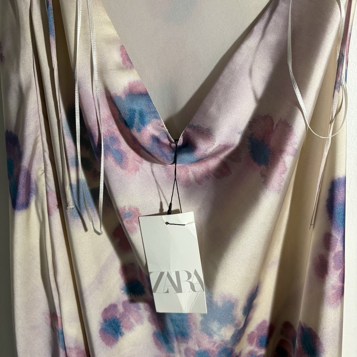 ZARA NEW WOMAN STRAPPY LONG SATIN DRESS WITH OPEN BACK COWL