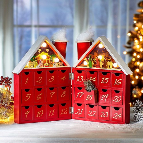 2x Befüllbarer LED Musik Adventskalender Holz Krippenszene Weihnachtskalender - Bild 3 von 3