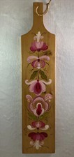 Original NORWEGIAN ROSEMALING Board Pink Green White OOAK 24" Signed Dated 1973
