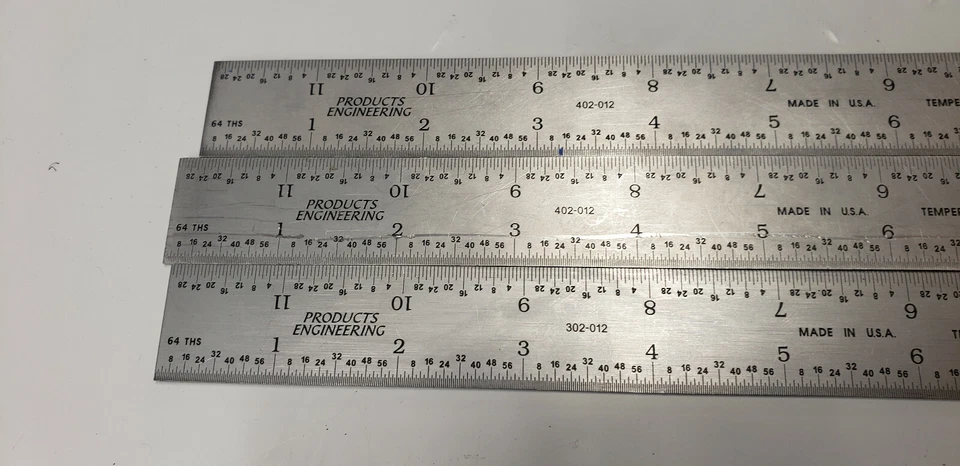 3-PC PEC 402-012 x 2, 302-012 x 1,  12" Rigid Machinist Precision Steel Rule - Image 3 of 4
