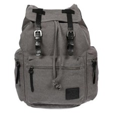 XXL Herren Damen Rucksack Canvas Leder Laptop Fach Uni Arbeit Schule Schwarz