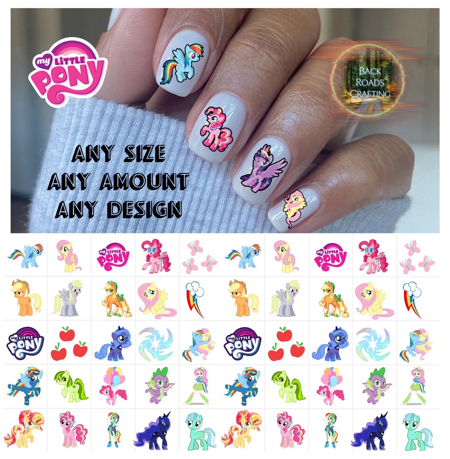 My Little Pony Waterslide Nail Decals Set Of 50 Instructions & Bonus