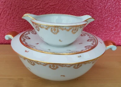 Le deux en un - Légumier & sa saucière couvercle intégrée, porcelaine de Limoges - Photo 1/4