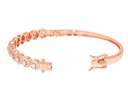 Women's Halo Bangle 2.5CT Real Diamond Bracelet 10k Rose Gold 6mm - 第 4/5 張圖片