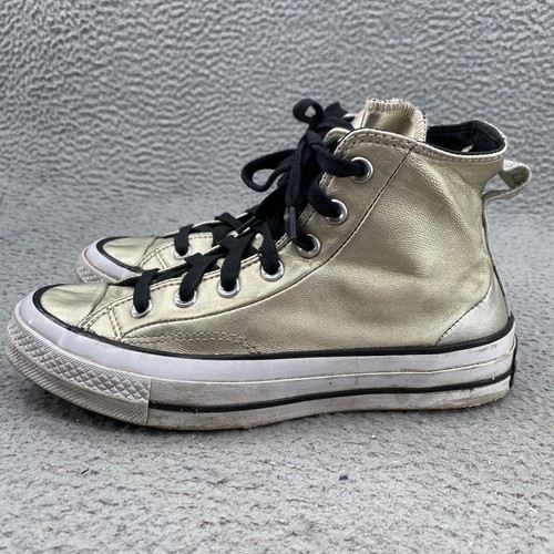 Converse Chuck Taylor Shoe Women 7 Metallic Gold Sneaker Academia Y2k Basketball - Picture 4 of 12