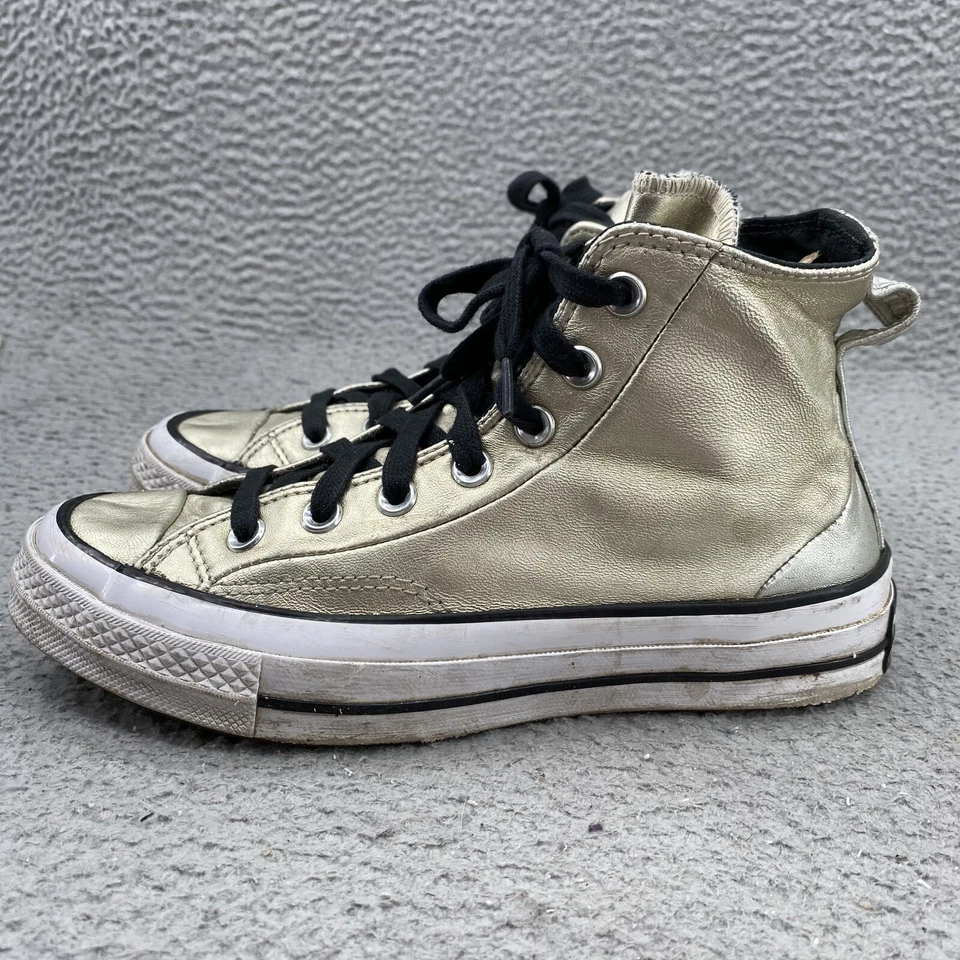 Converse Chuck Taylor Shoe Women 7 Metallic Gold Sneaker Academia Y2k Basketball - Image 4 of 4