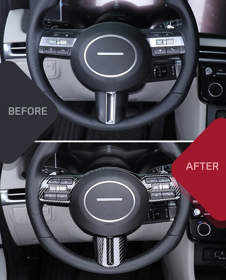 Carbon ABS Steering Wheel Button Frame Trim Cover for Hyundai Tucson NX4 2025-26 - Image 3 of 4