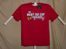 Chicago Blackhawks WE WANT THE CUP in CHICAGO  Stanley Cup  T-SHIRT  Medium  NWT