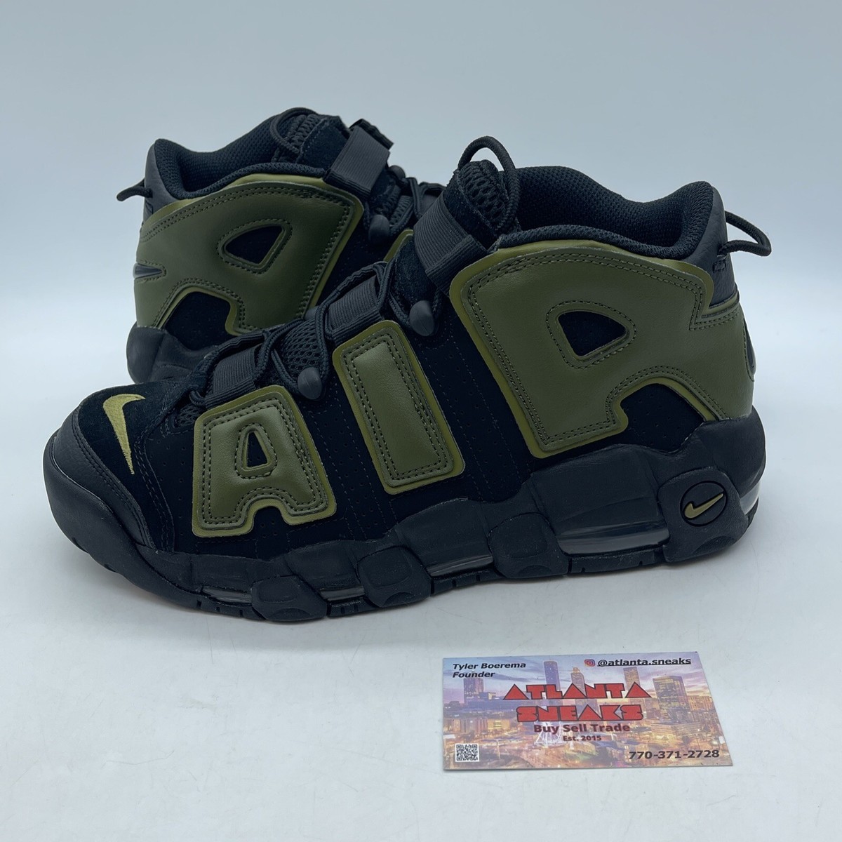 olive green and black uptempos