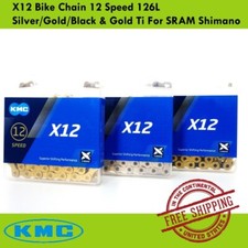 KMC X12 Bike Chain 12 Speed 126L Silver/Gold/Black  Gold Ti For SRAM Shimano