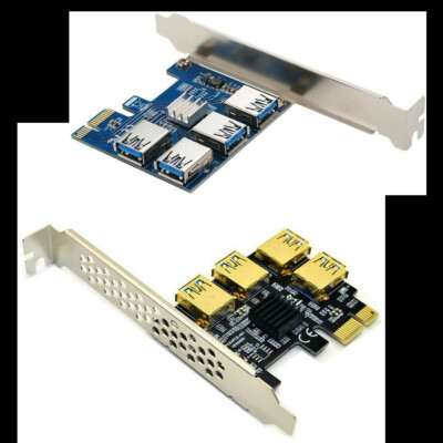 PCIe 1x auf 4-Port USB 3.0 Multiplikator Karte Multi-GPU AI Rendering Mining Riser