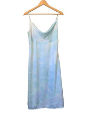 Lulus Tranquil State Blue Multi Tie-Dye Satin Midi Slip Dress Size M