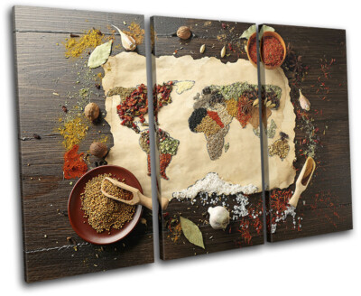 World Atlas Spices Kitchen Maps Flags TREBLE Leinwand Kunst Bild drucken