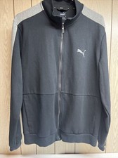 Puma Full Zip Black Grey Zip Track Jacket Size Medium EUC Large