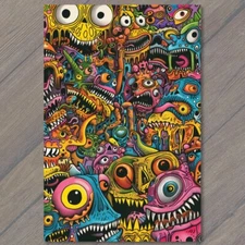 Art Print Monsters Colorful Trippy Psychedelic Surrealism Doodle Art Graffiti Fu