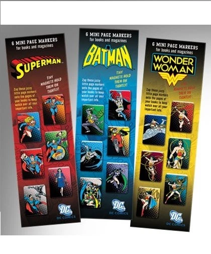 Dc Super Héros Mini Magnétique Marque-Pages Superman Batman Wonder Femme