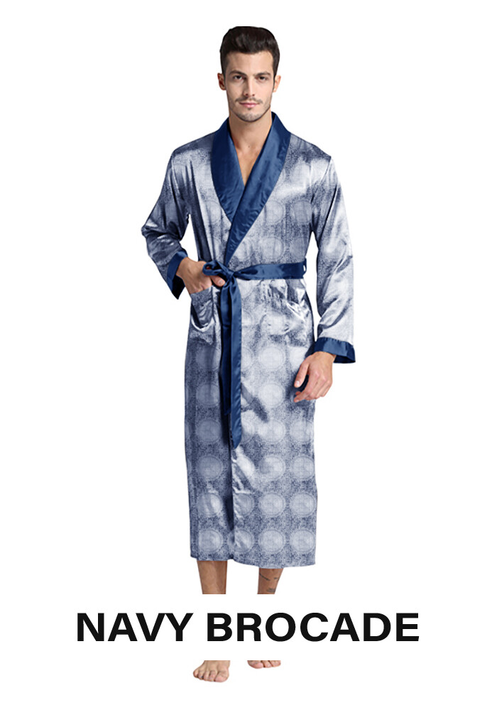 Mens Silk Satin Robe - Brocade - Famous Maker 