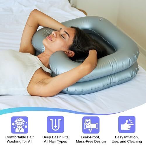 Hair Washing Basin for Bedridden - Inflatable Shampoo Bowl for Disabled, - Picture 7 of 7