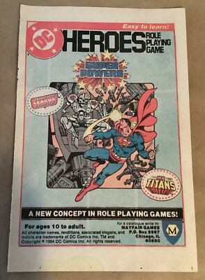 DC Heroes role playing game 1984 print ad art 80s retro comic book ...