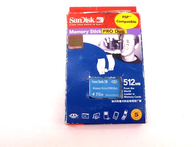 SANDISK MEMORY STICK PRO DUO 512MB SONY PSP SDMSPD-512-P60 GENUINE ORIGINAL - image 1 of 4