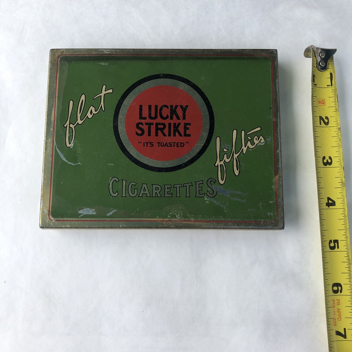 Lucky Strike Flat Fifties Cigarette Tin Vintage 1930'S Collectible Made In  USA