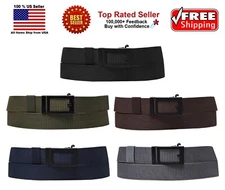 "Perfect Fit" Tactical Nylon Waistband Canvas Web Belt Black Metal Buckle