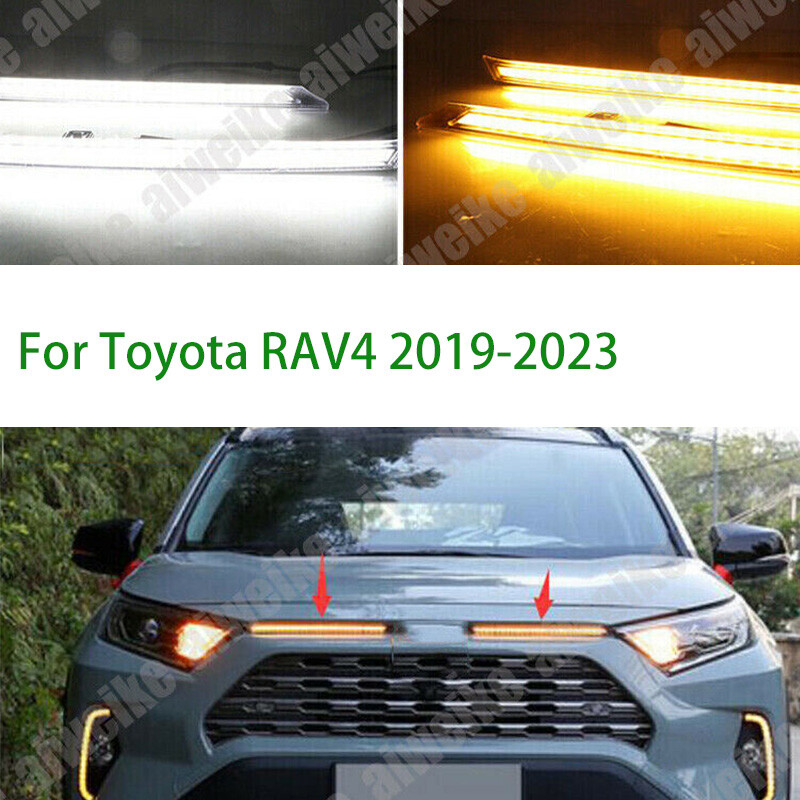 Front LED Daytime Running Lights For Toyota RAV4 2019-2023 DRL