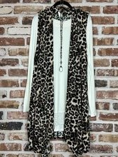 Plus Size Boho Leopard Cardigan Sleeveless Vest Kimono POCKETS MADE IN USA