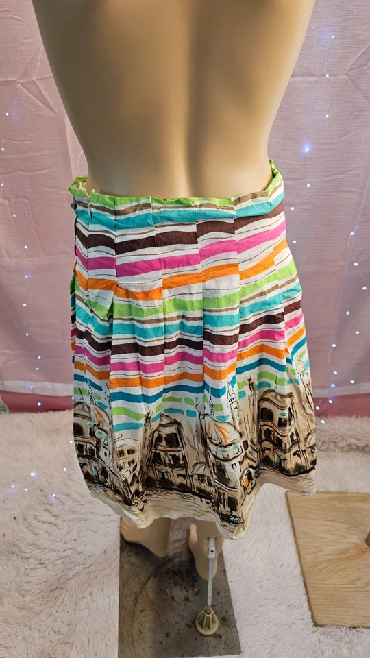 Falda para mujer Allison Taylor multicolor de algodón con puntas plisada hasta la rodilla talla 6 Foto 3 de 4
