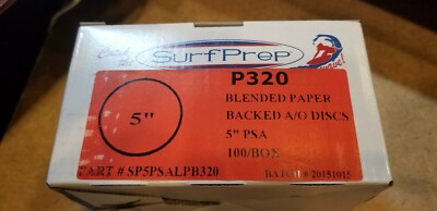 SurfPrep P320 Paper Backed Sandpaper A/O Discs 5'' PSA SP5PSALPB320 100pc Per Box