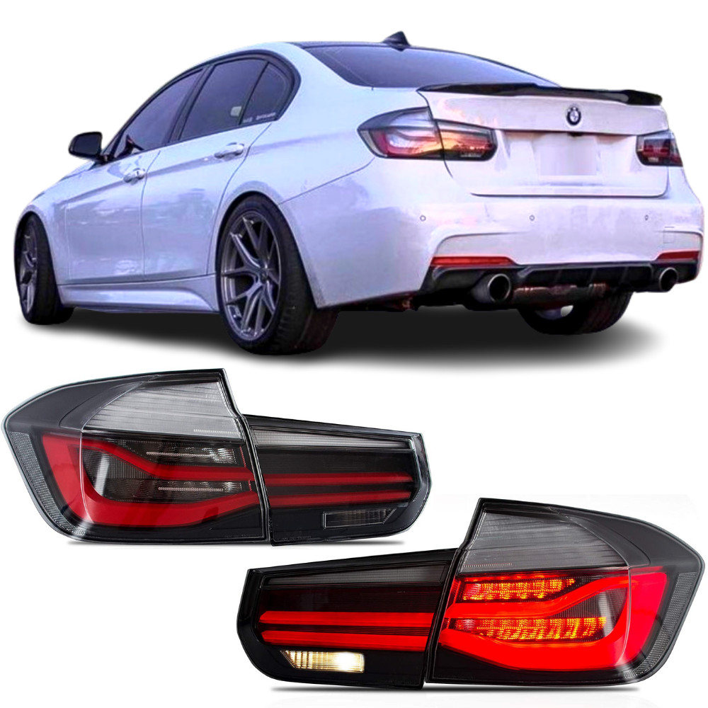 Feux arrières LED BMW F30 clignotants dynamiques et barre de guidage fumée