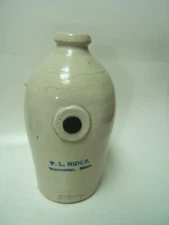 P. L. Rider Worcester Mass Bed Warmer Dorchester Pottery Works Stoneware