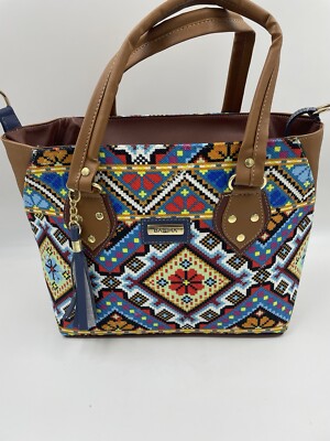 Tote Purse Handbag Cross Body Artisanal Jute Ethnic Pattern Hand Made