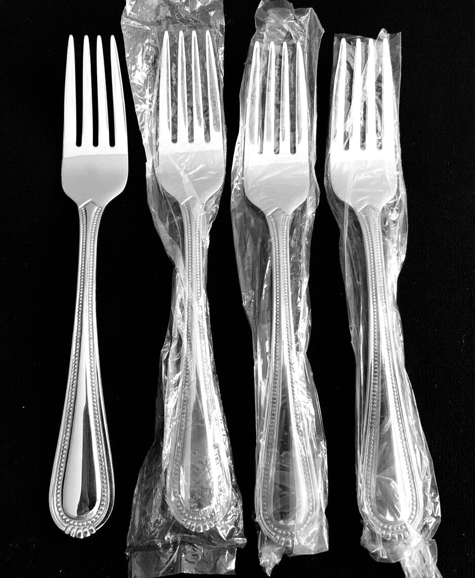 New ONEIDA Stainless COUNTESS 4 SALAD FORKS 7 1/8" Glossy Beaded