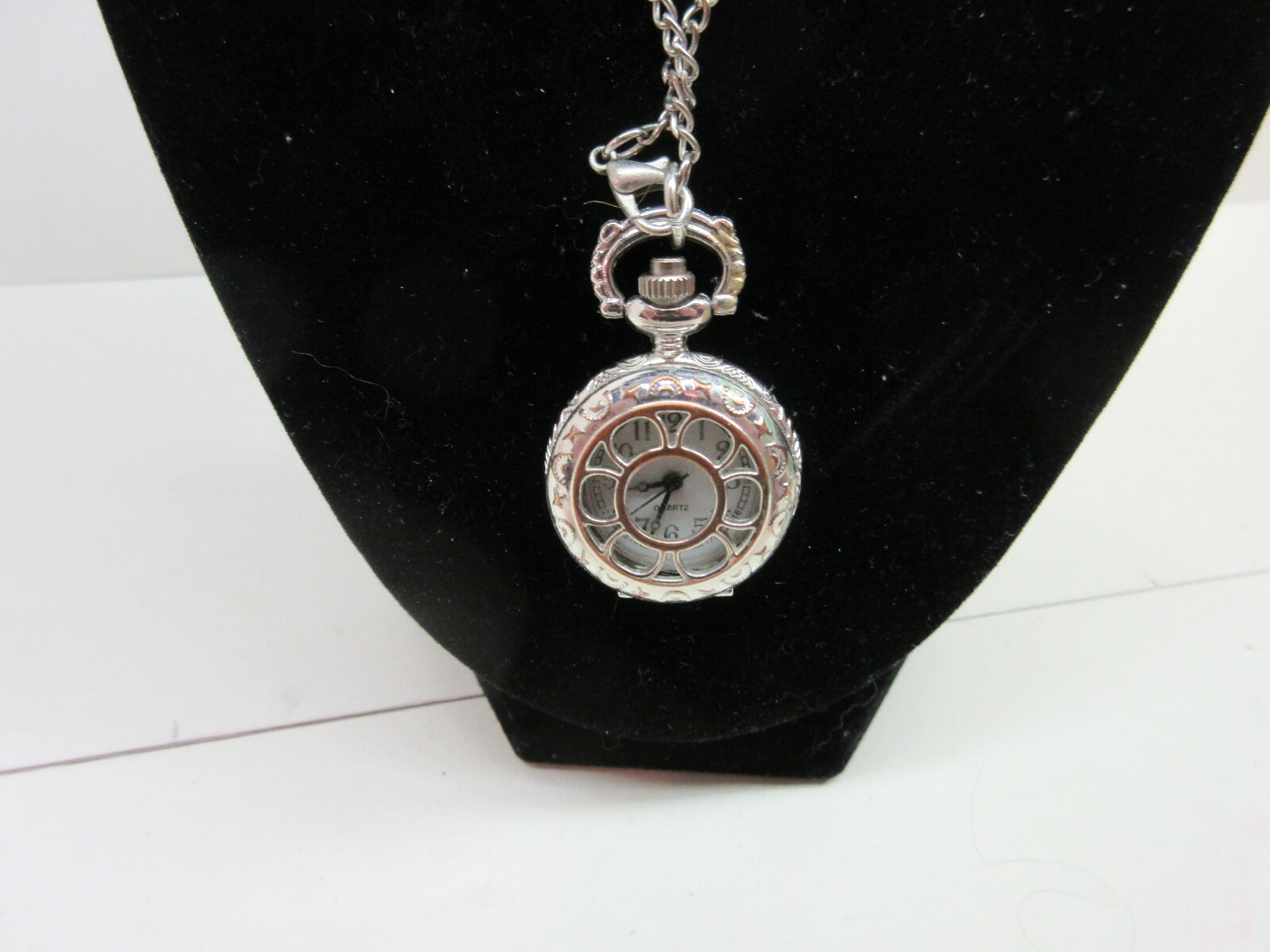 Silver pocket watch pendant style necklace eBay