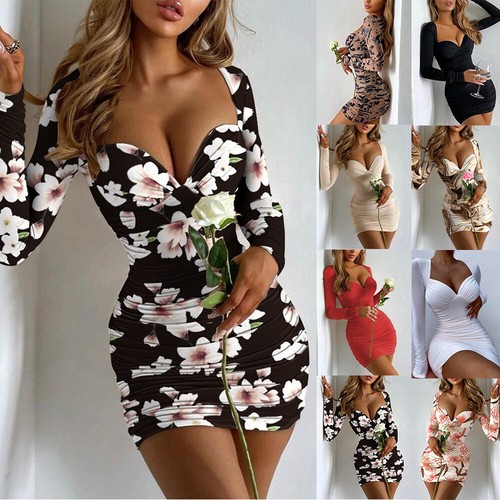 Sexy V-Neck Bodycon Dress Ladies 