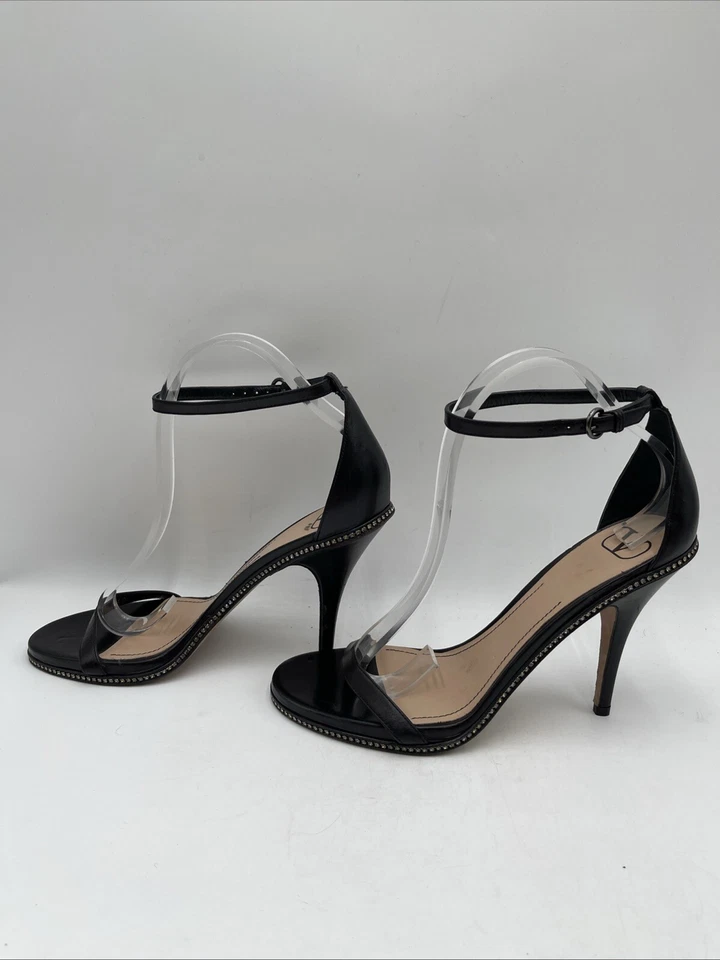 Sandalias Valentino Garavani de cuero negro con tachuelas punta abierta correa al tobillo, para mujer 40 Foto 3 de 4