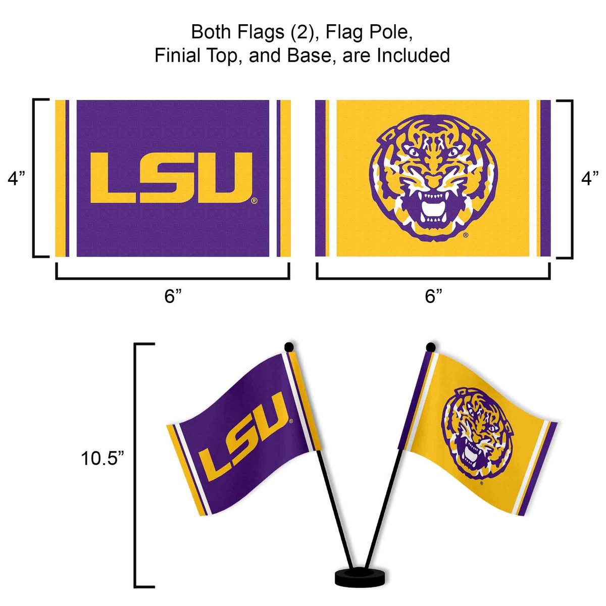 LSU Tigers TX State Flag - Large 3x5 Feet, Officially Licensed Polyester Flag - View #5