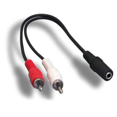 6'' 3.5mm Female to 2RCA RW Male Stereo Audio Cord PC MP3 Speaker Notebook Tablet